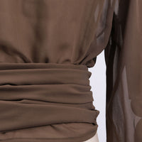 Earthtone Casual Lace up Waist Controlled Lightweight Hooded Simple Shirt Top for Women - Modestly Vogue 