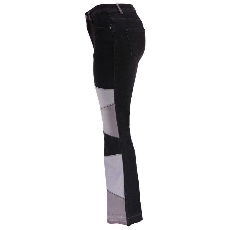 Autumn Women Clothing Denim Wide Leg Stitching Jeans Women - Modestly Vogue 