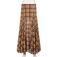 Retro Patchwork Plaid A line Long Skirt