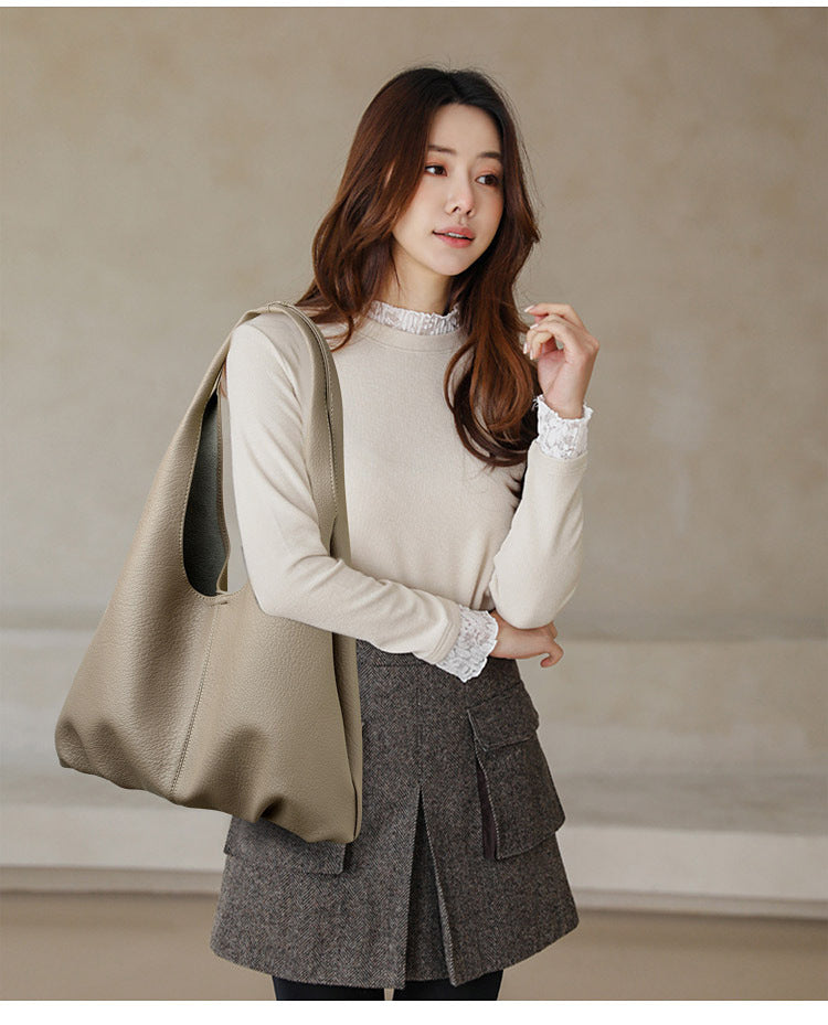 Soft Leather Large Shoulder Bag Purse - Modestly Vogue 