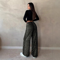 Women’s High Waist Leopard Print Satin Wide Leg Pants - Modestly Vogue 