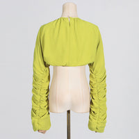 Lantern Sleeve Tied Top High Waist Drooping Skirt Two Piece Clothing - Modestly Vogue 