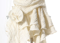 Pleated Floral Ruffled Dress – Asymmetric Retro Summer Style - Modestly Vogue 