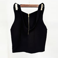 Black Star Rose Metal Buckle Halter Skirt Hip Skirt Set - Modestly Vogue 