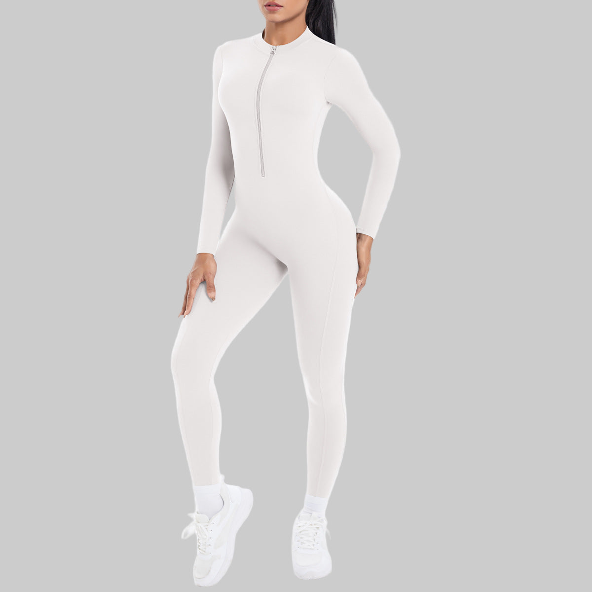 Long Sleeve Zipper One-Piece Fitness Unitard | Women’s Yoga Jumpsuit