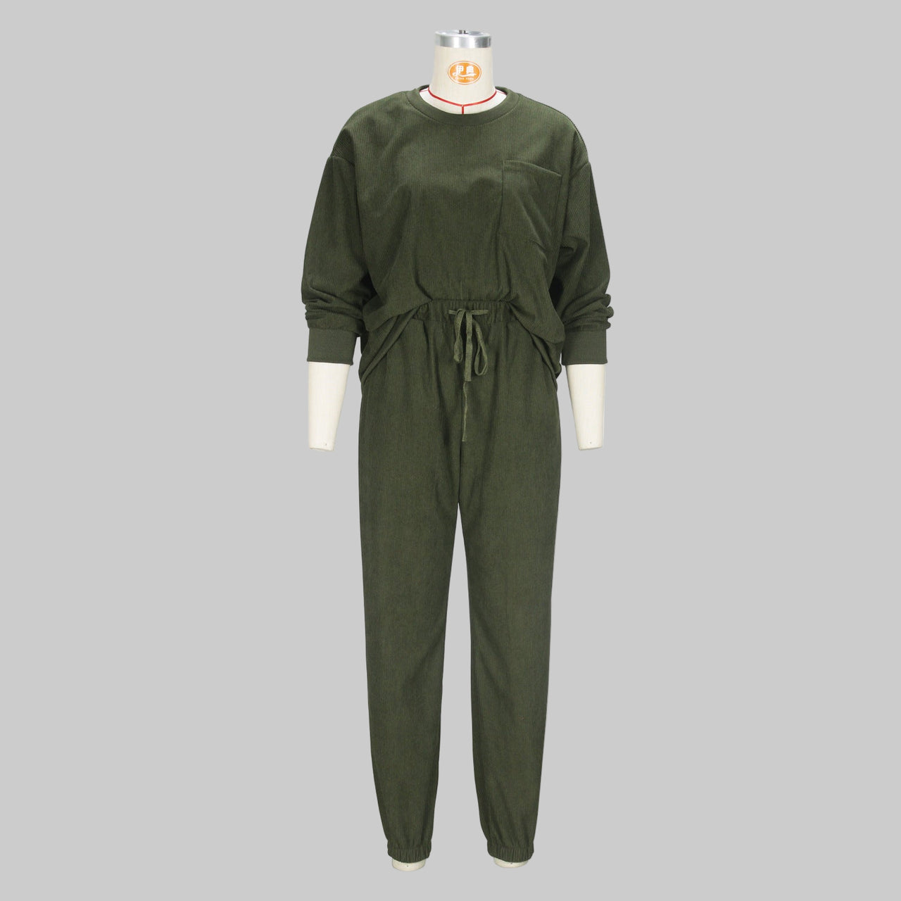 Spring Autumn Winter Women round Neck Long Sleeved Trousers Solid Color Casual Set - Modestly Vogue 