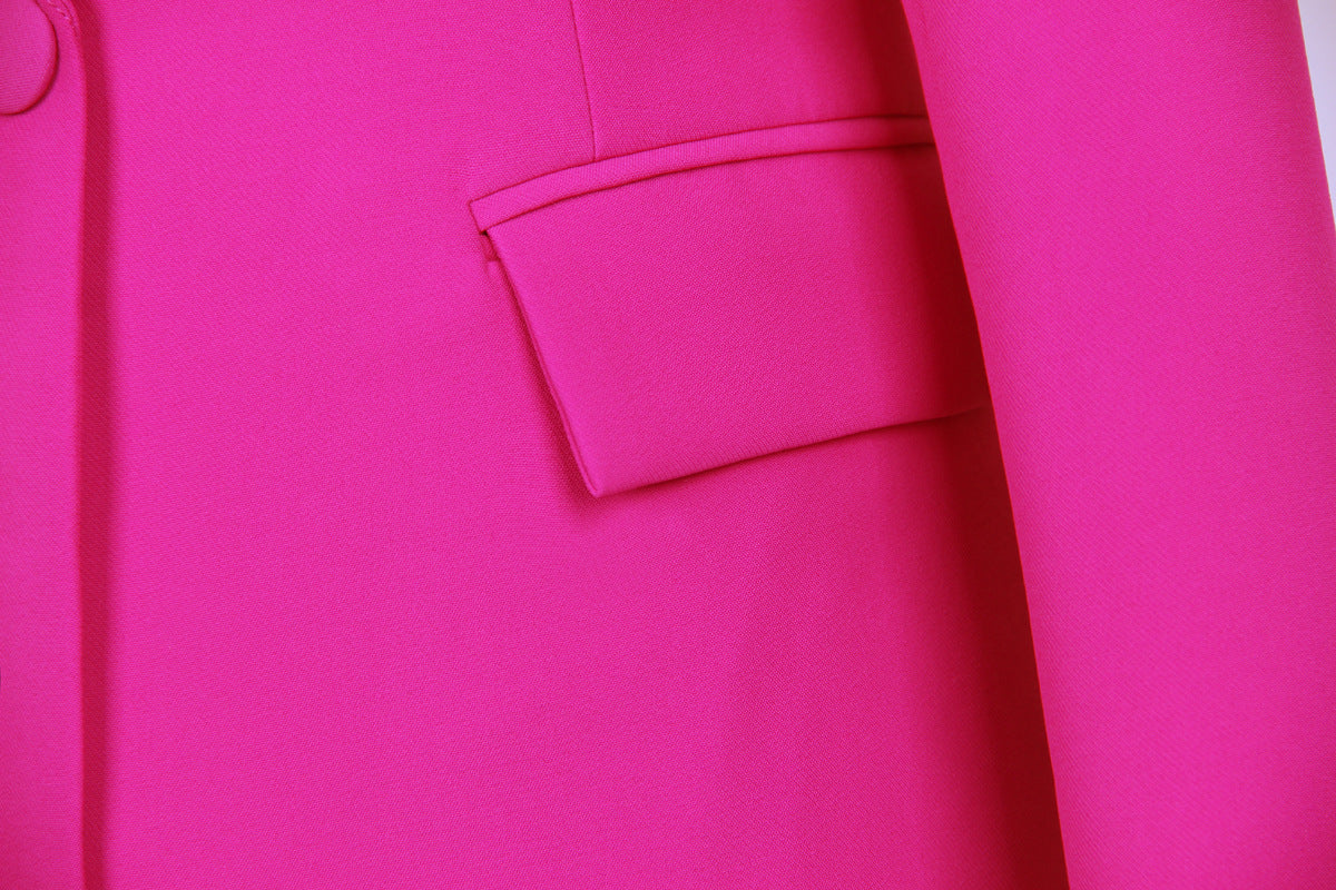 Red Wide Leg Tailored Elegant Pant Set Suit - Modestly Vogue 