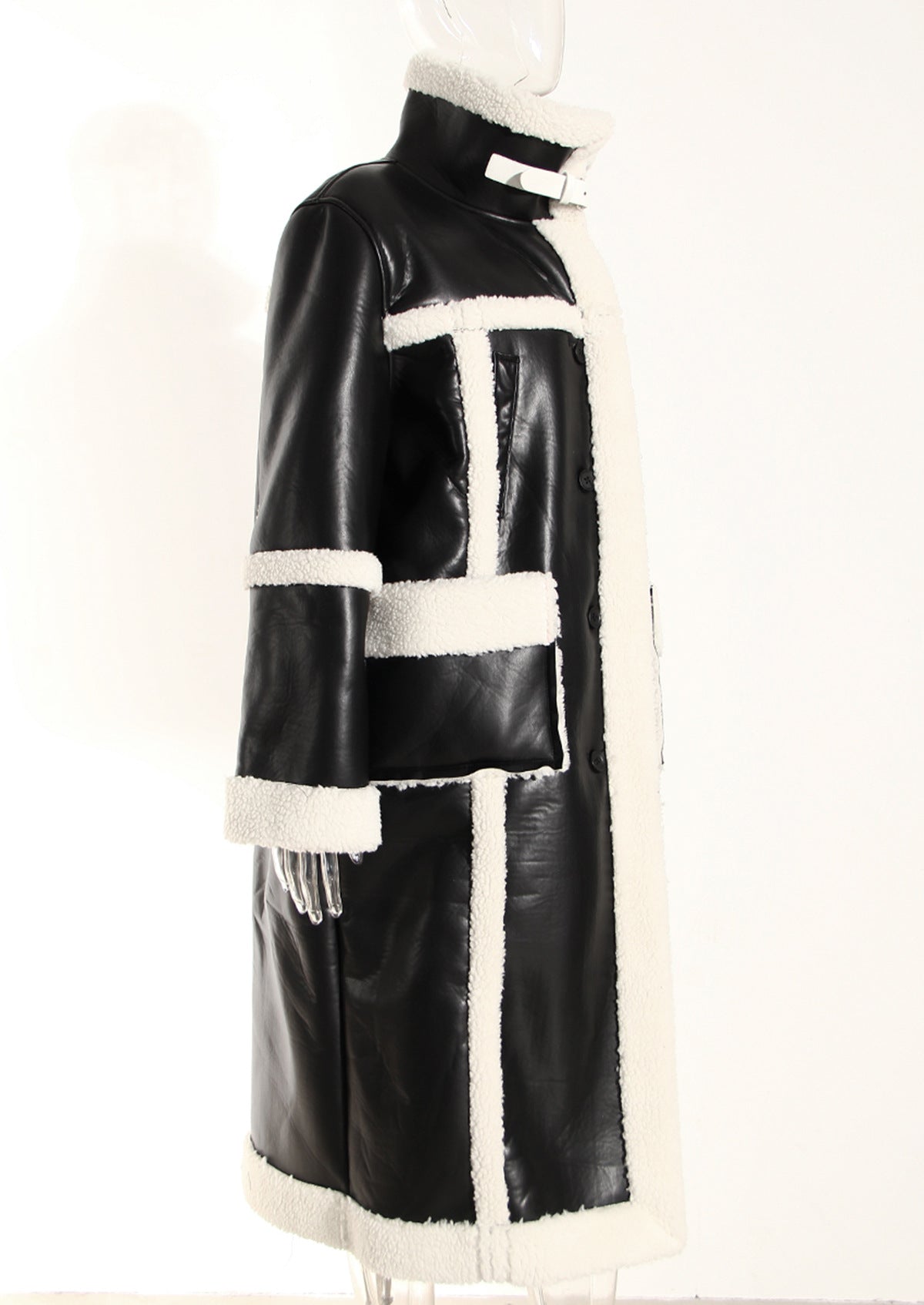 Women’s Color Contrast Patchwork Long Overcoat – Autumn Winter