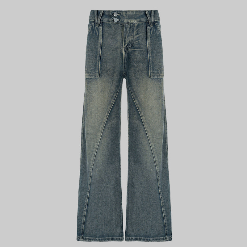 Distressed Split Pocket Jeans Low Waist Wide Leg Jeans - Modestly Vogue 