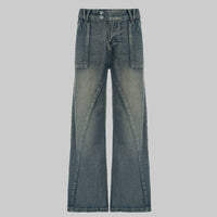 Distressed Split Pocket Jeans Low Waist Wide Leg Jeans - Modestly Vogue 