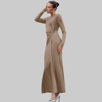 Elegant Ruched Twisted Maxi Bodycon Dress - Modestly Vogue 