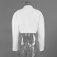 Women’s V-Neck Long Sleeve Loose Short Coat – Minimalist Chic