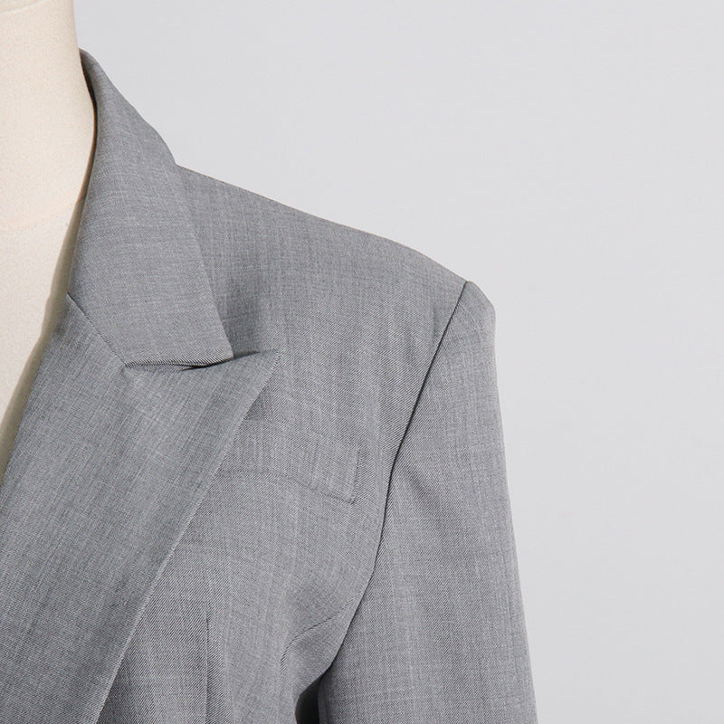 Elegant Double Breasted Ruffled Waist Short Blazer - Modestly Vogue 