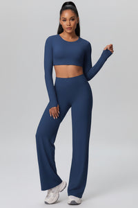Pink Lace Studio Sculpt Women’s Workout Set – Breathable Long Sleeve & Pants - Modestly Vogue 
