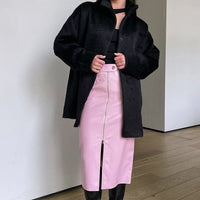 Trendy High Waist, Fashionable Leather Skirt