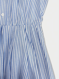 Polo Collar Elegant Cotton Polyester Striped Long Sleeved Pocket Cardigan Lace up Shirt Dress - Modestly Vogue 