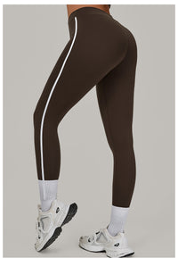 Color Contrast Patchwork Running Quick Drying Fitness Pants Breathable Outer Wear Tight Sports Pants High Waist Hip Lift Yoga Pants Women