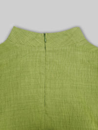 Lazy Green High Collar Loose Knitted Top Skirt Two Piece Sets - Modestly Vogue 