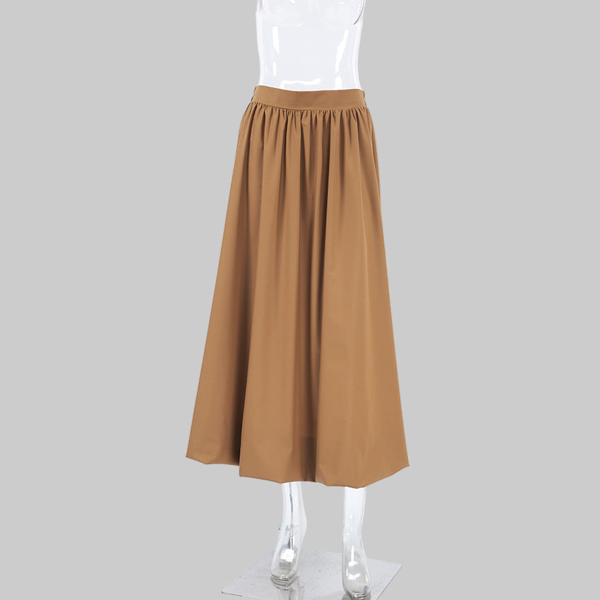 Khaki Balloon Skirt Russian Chic Spring Midi Dress