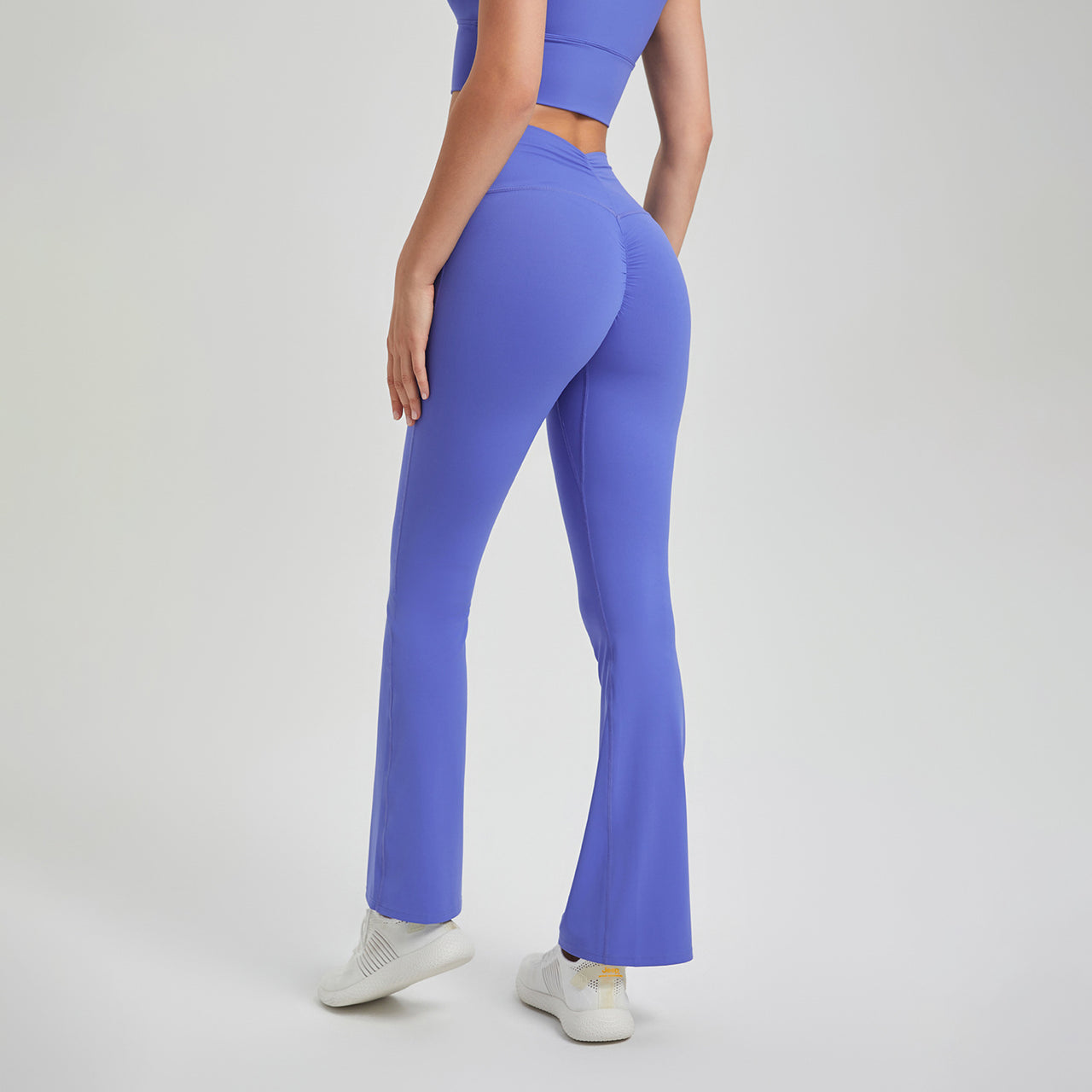 Lycra High-Waist Pleated Yoga Pants | Bell Bottom Activewear - Modestly Vogue 