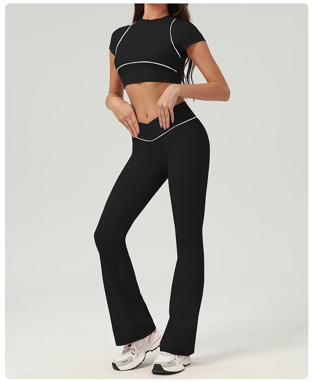 High-Waist Quick-Drying Yoga Trousers – Wide Leg Bell Bottoms for Women