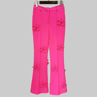 Stars Heavy Industry Three-Dimensional Floral Decoration Bootcut 3D Rose Pants Work Pant - Modestly Vogue 