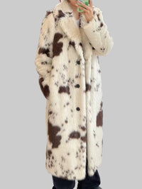 Faux Fur Coat Cow Point Printing Fox Fur Coat Extended Winter Environmental Protection Fur Coat - Modestly Vogue 