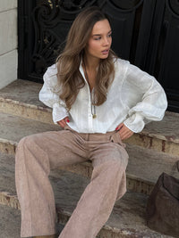 Cotton Corduroy Trousers Fall Retro Wide Leg Pants Loose Casual Trousers Women