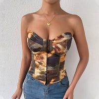 Contrast Color Backless Lace-up Corset Vest with Steel Ring Boning - Modestly Vogue 