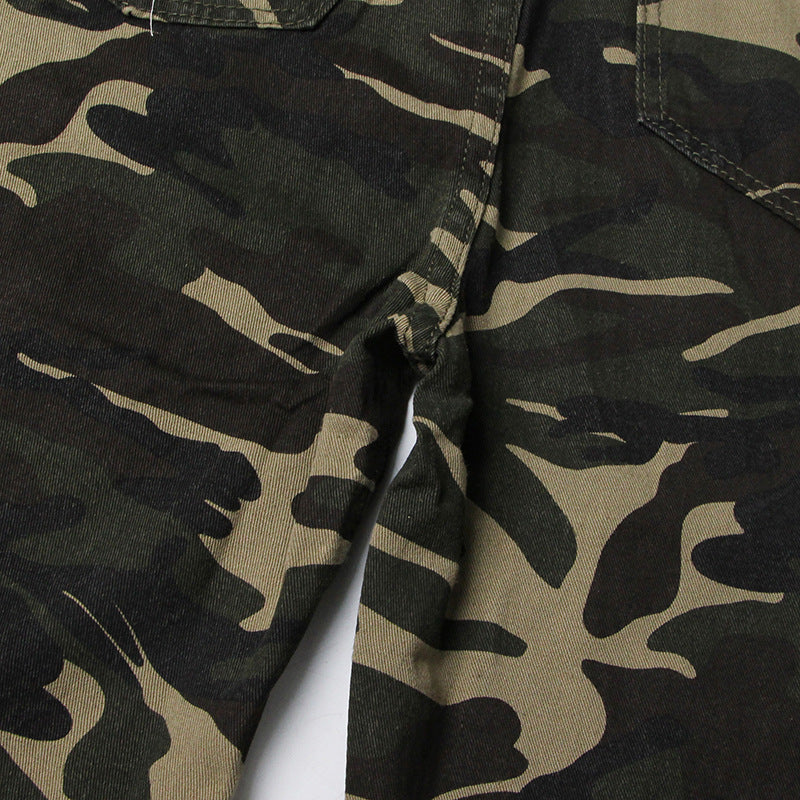 Earthtone High Street Retro Denim Camouflage Pants - Multi Pocket Workwear for Women