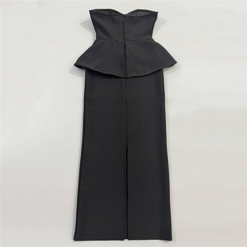 Tube Top Bandage One Piece Dress Niche Party Skinny Long Evening Dress