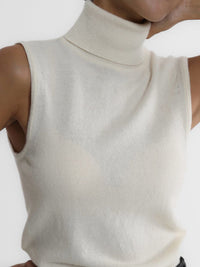 Knitted Sleeveless Vest Autumn High Neck Vest Sweater Minimalist Vest Top Women