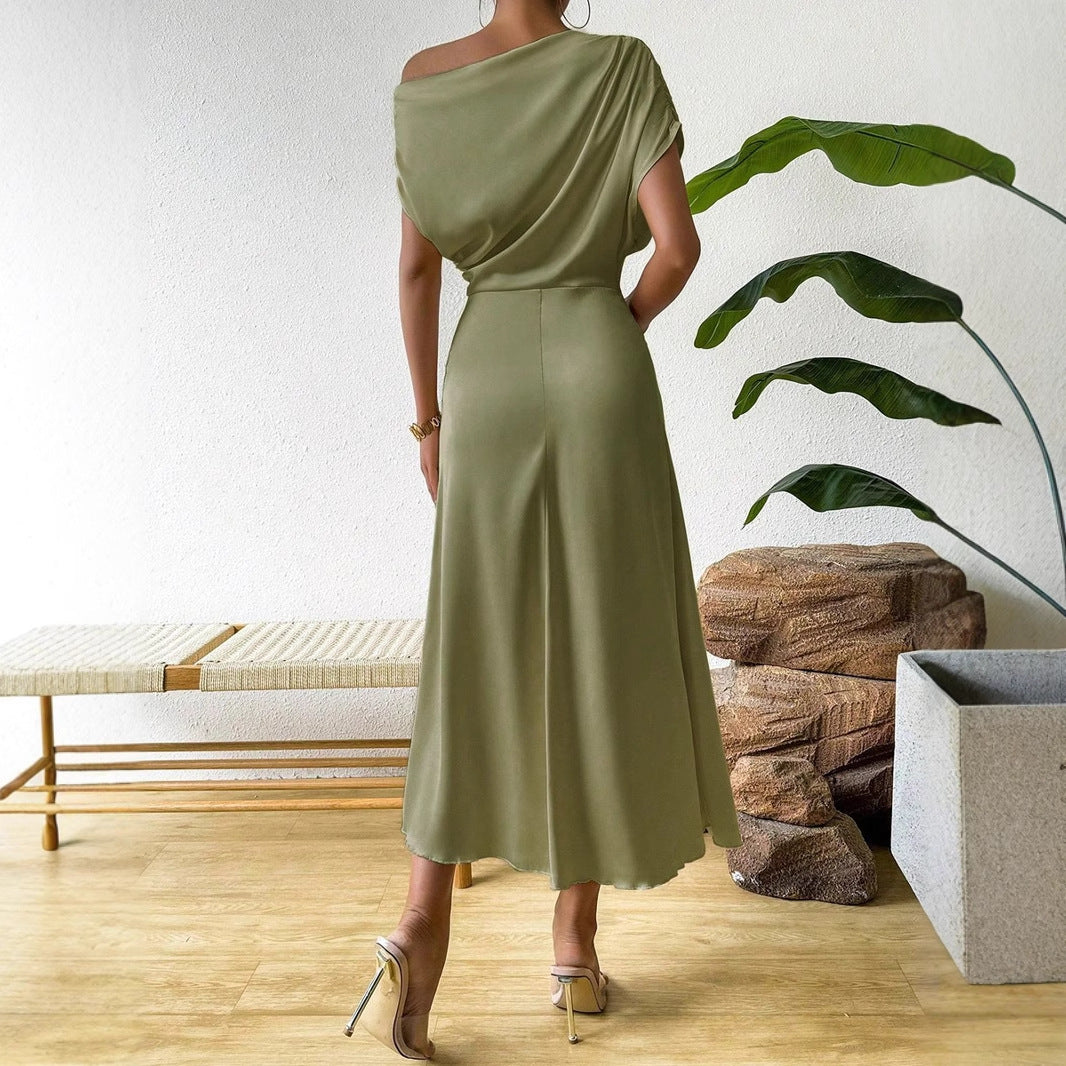 Women’s Satin Summer  Dress – Trendy Slim Fit - Modestly Vogue 