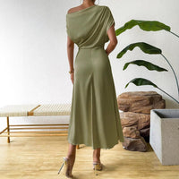 Women’s Satin Summer  Dress – Trendy Slim Fit - Modestly Vogue 