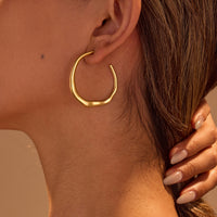 Stainless Steel 18K Gold Plated Hoop Earrings - Modestly Vogue 