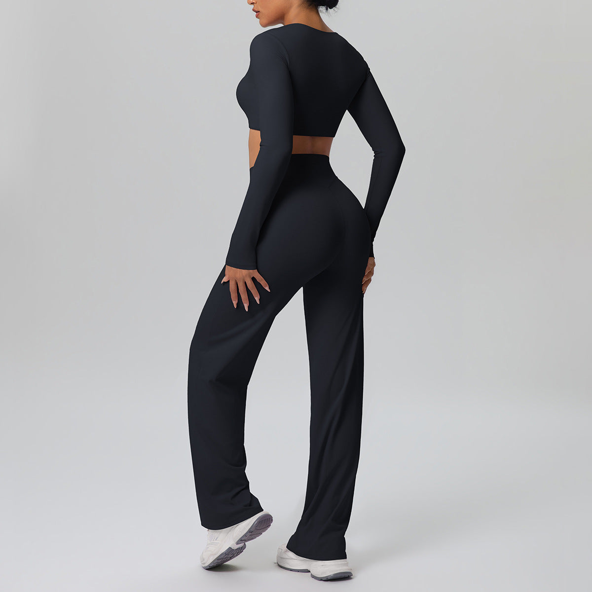Pink Lace Studio Sculpt Women’s Workout Set – Breathable Long Sleeve & Pants - Modestly Vogue 