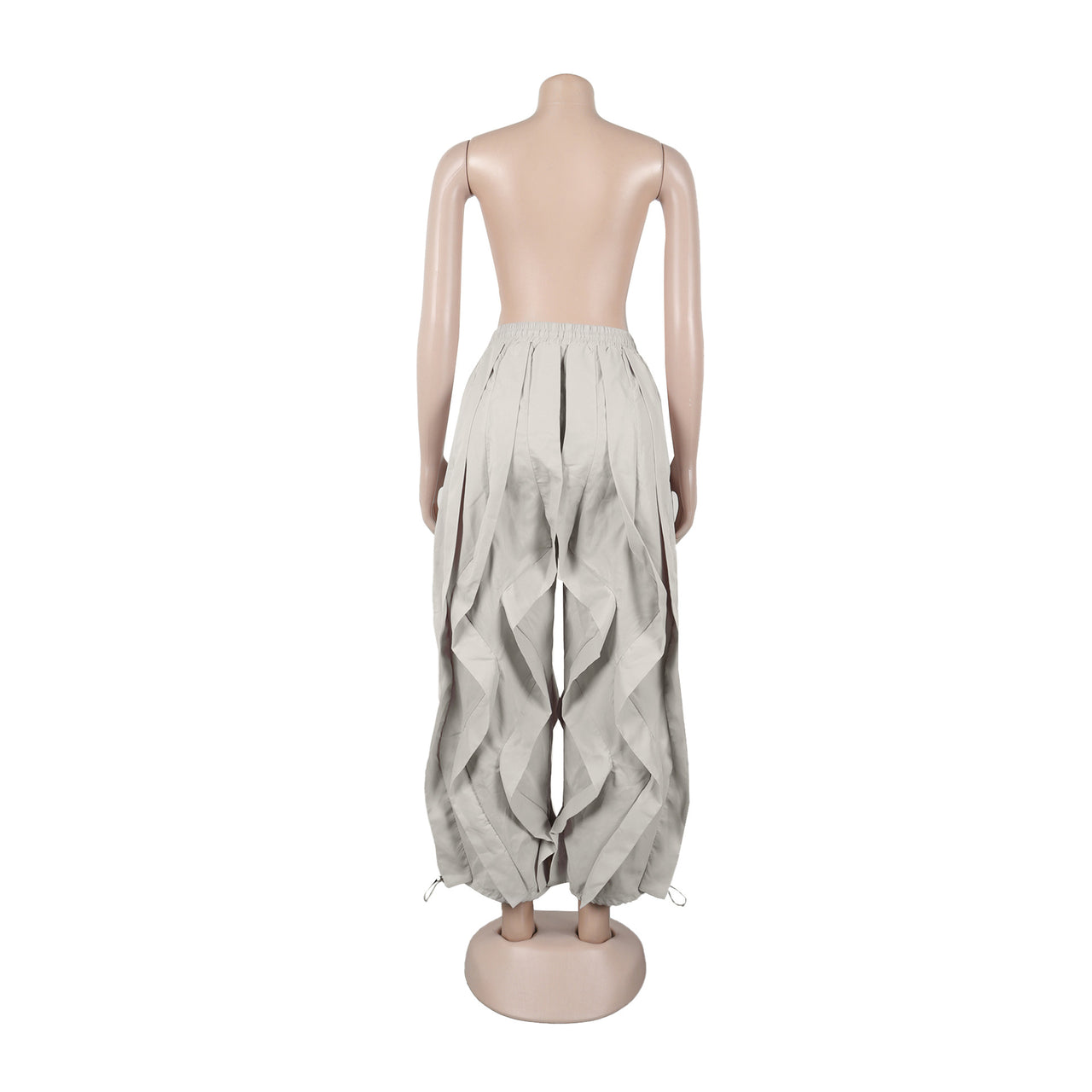 Taupe Ruffle Leg Ankle Banded Pants - Modestly Vogue 