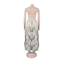 Taupe Ruffle Leg Ankle Banded Pants - Modestly Vogue 