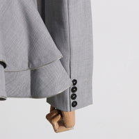 Elegant Double Breasted Ruffled Waist Short Blazer - Modestly Vogue 