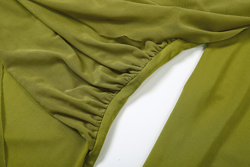 Women’s Autumn Winter Slim Fit Asymmetric Pleated Maxi Dress