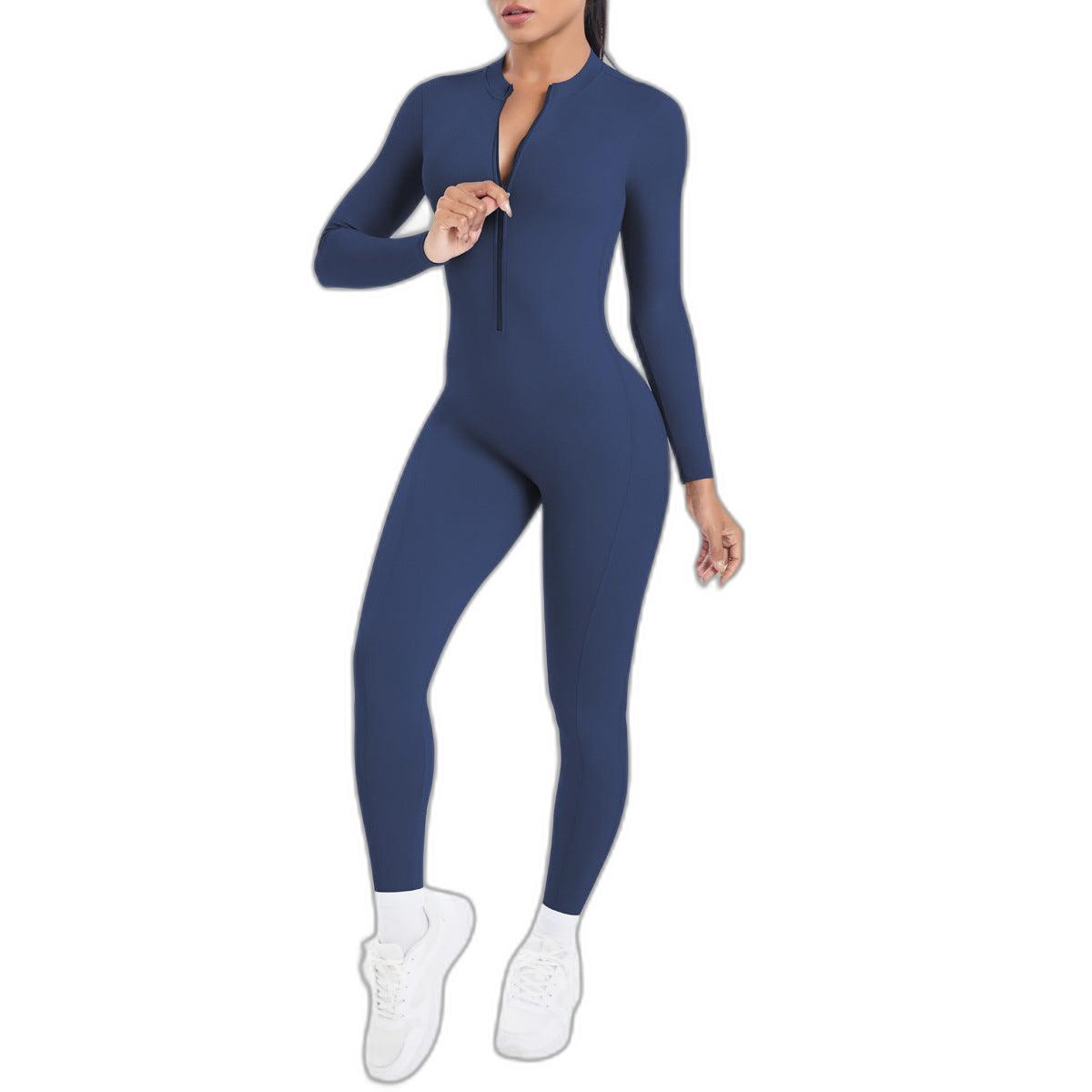 Long Sleeve Zipper One-Piece Fitness Unitard | Women’s Yoga Jumpsuit