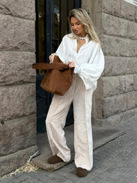 Cotton Corduroy Trousers Fall Retro Wide Leg Pants Loose Casual Trousers Women