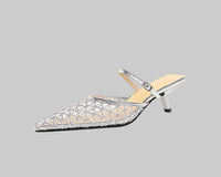 Mesh Lace Pointed Toe Stiletto Sandals Shoes Heels