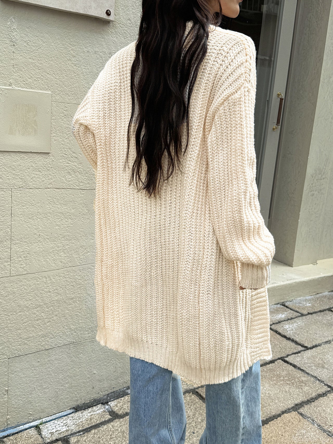 Neutral Long Cardigan Sweater - Modestly Vogue 