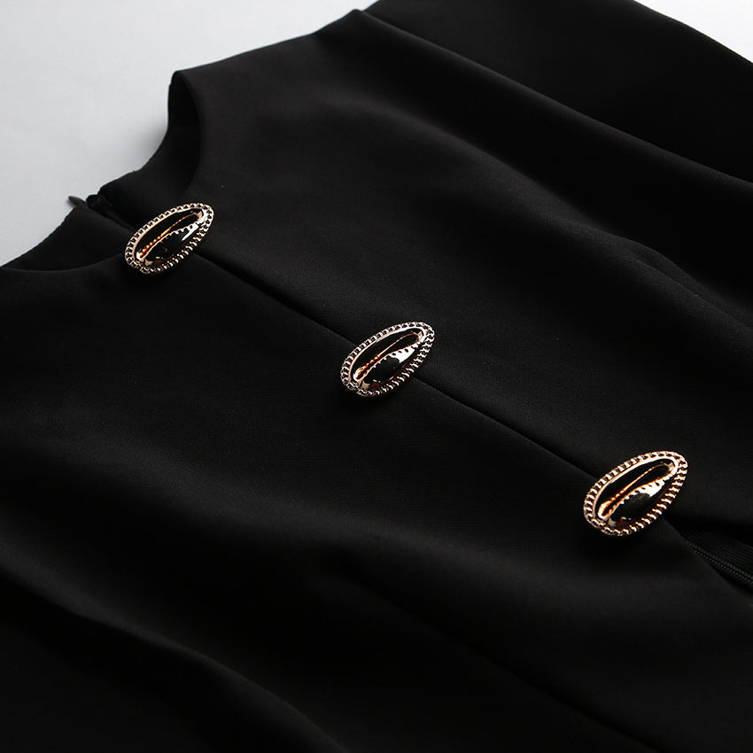 The Structured Button Detail Midi Dress - Modestly Vogue 