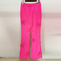 Stars Heavy Industry Three-Dimensional Floral Decoration Bootcut 3D Rose Pants Work Pant - Modestly Vogue 