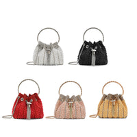 Diamond Beaded Dinner Bag – Fully Jewelled Tassel Bucket Handbag