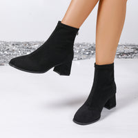 Women’s Leopard Print Suede Chunky Heel Ankle Boots