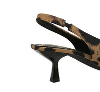 Kitten Heel Slingback PU Leather Closed Toe Heels Sandals Shoes - Modestly Vogue 