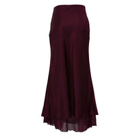 Women Clothing Satin Skirt Women Spring Summer Patchwork Mesh Double Layer Design Sheath - Modestly Vogue 